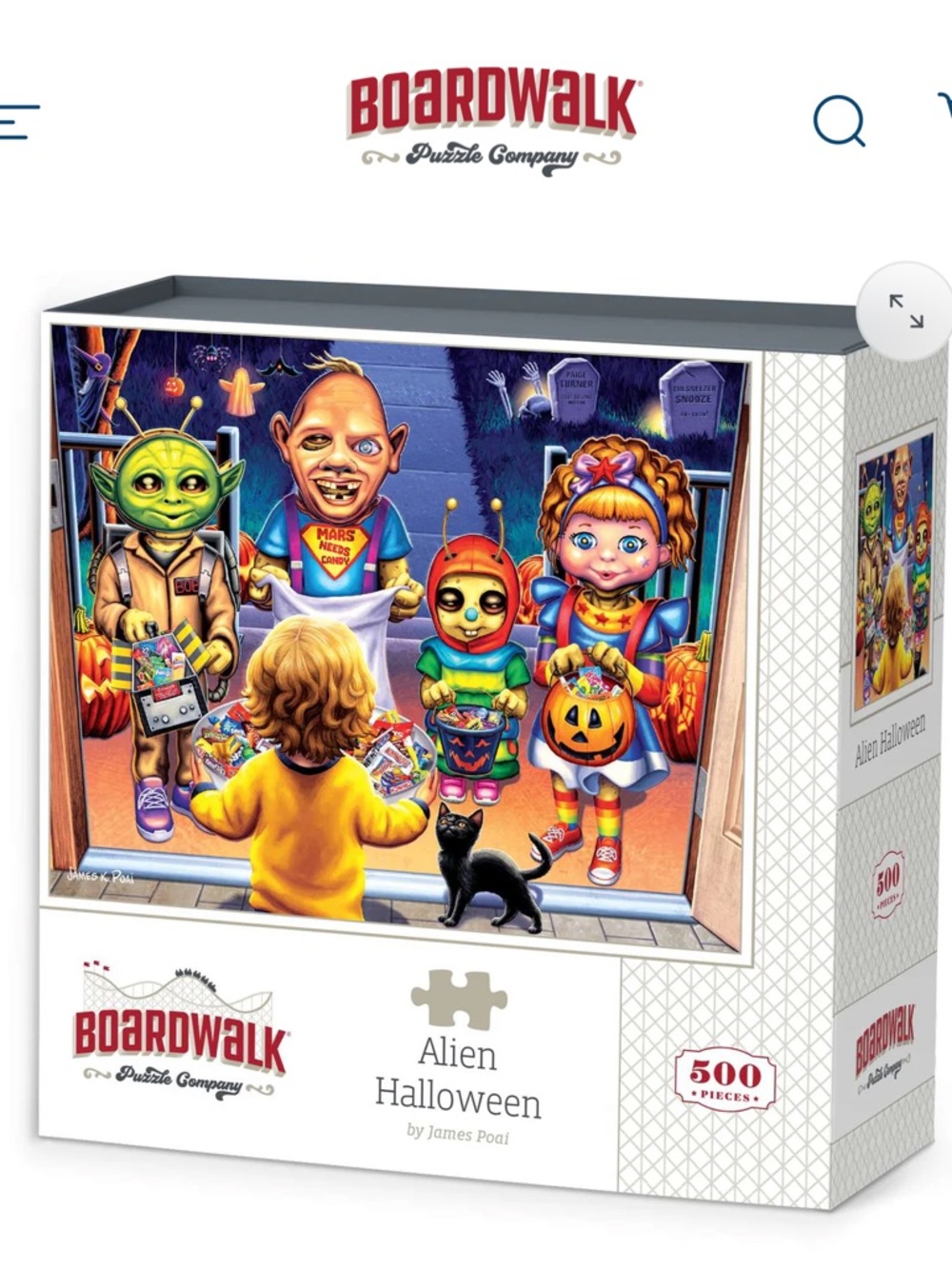 Boardwalk 500pc "Alien Halloween" Puzzle - Colorful Kids Trick-or-Treat Scene